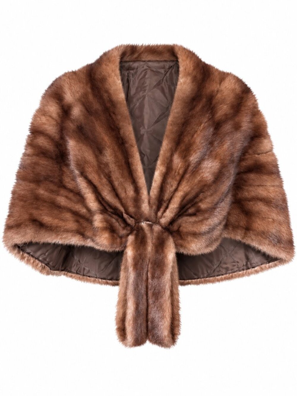 Vintage James H. Robinson Buffalo Genuine Mink Fur Capelet Stole Brown